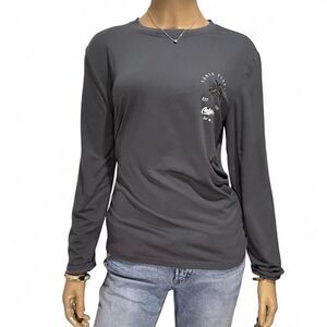 Santa Barbara California Surf Graphic Long Sleeve Shirt Adult Charcoal Y2K